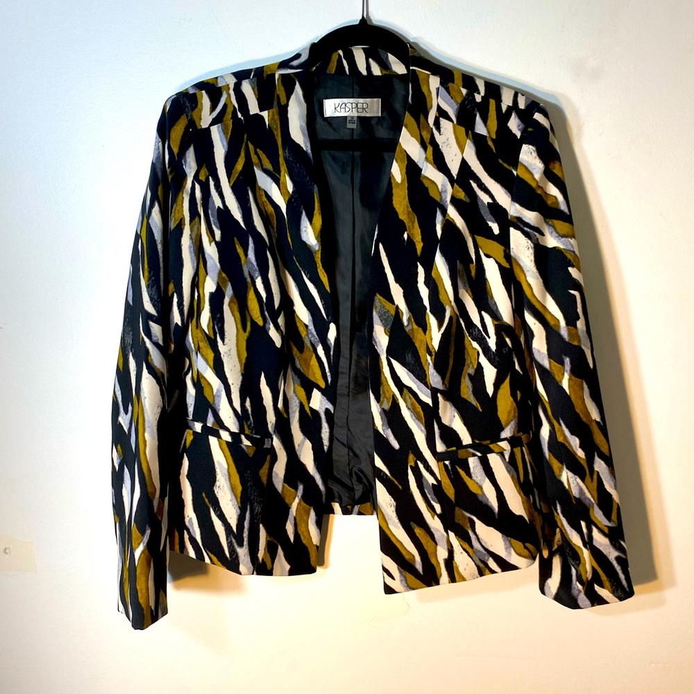Kasper Black and Gold Blazer Modern Suit Jacket